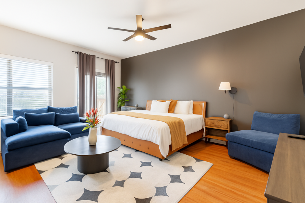 Warm furnished Atlanta bedroom