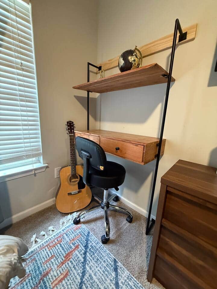 Curated dorm workspace setup